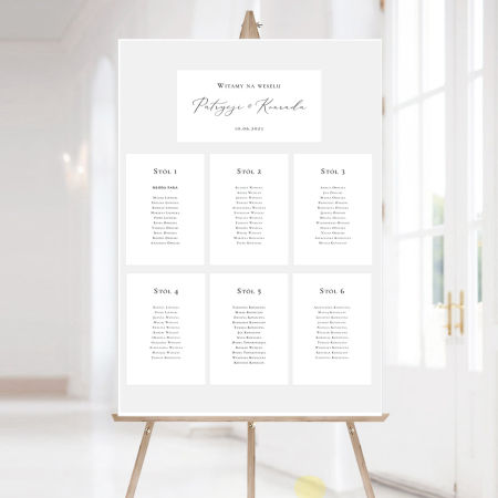 Plan stołu na osobnych kartach