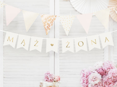 Baner Mąż Żona, biały, 15 x 110 cm