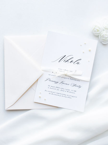 Zaproszenie na komunię Pearls