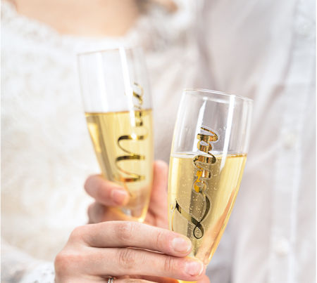 Złote naklejki na kieliszki ''Mąż i Żona''