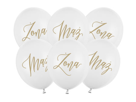 Balony Żona, Mąż, złoty napis, 6 szt.