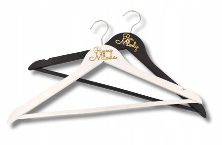 Wieszaki ślubne, Panna Młoda, Pan Młody, złote napisy